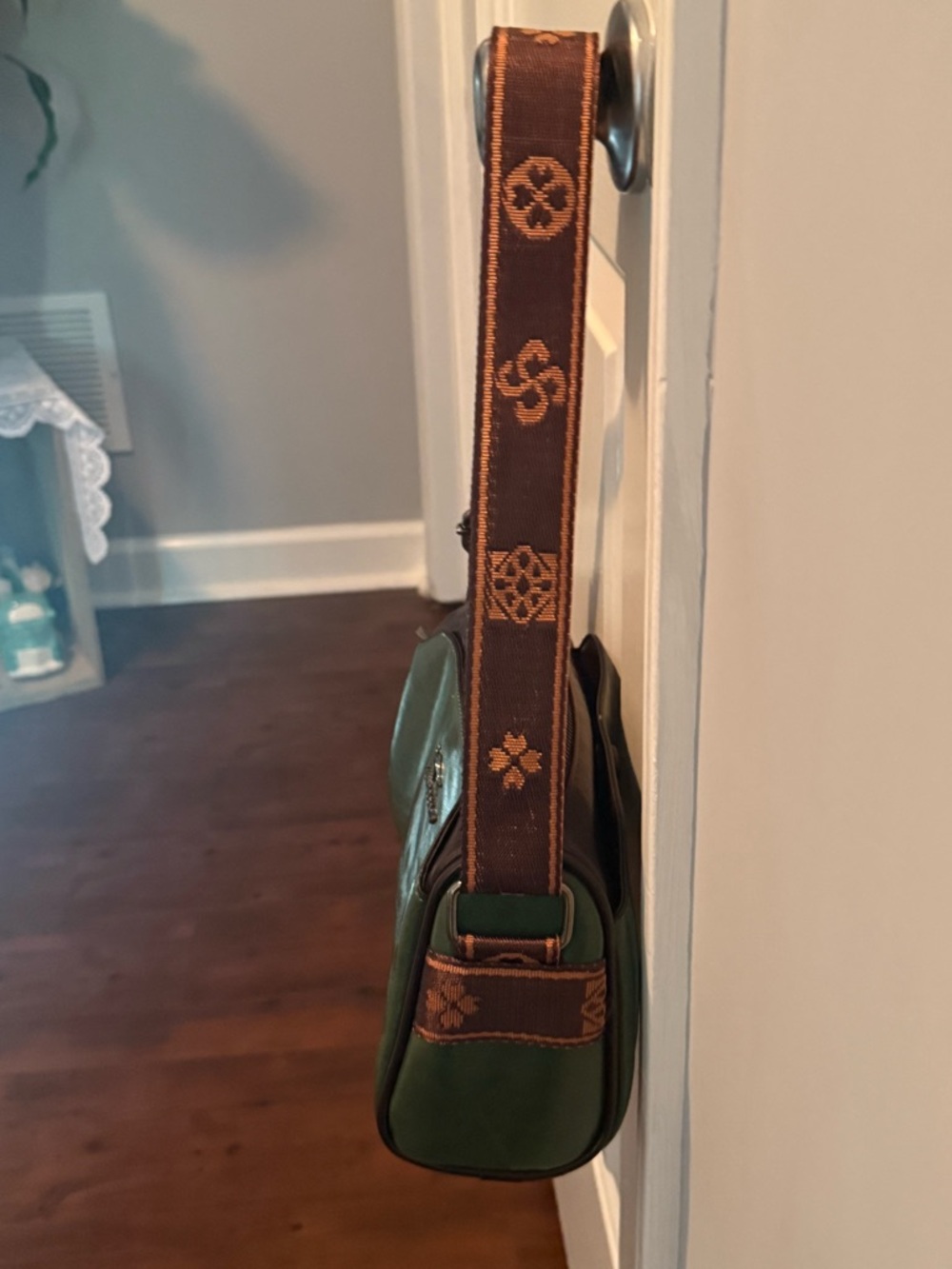 Green and Brown Colorblock Crossbody Bag - Picture 4 of 6
